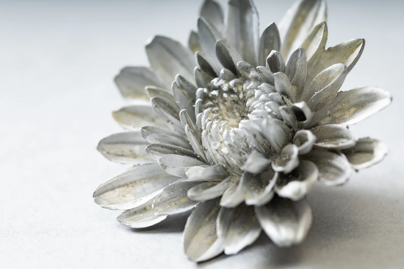 花びらの細部まで金属化した花
